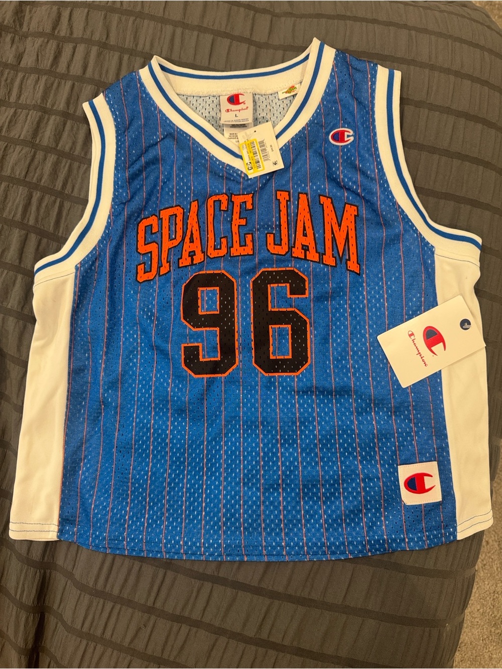 Champion Space Jam Blue & White Jersey with Orange Accents